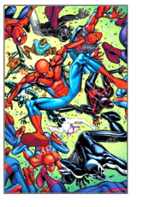 multiple Spider-Man variations swinging into action